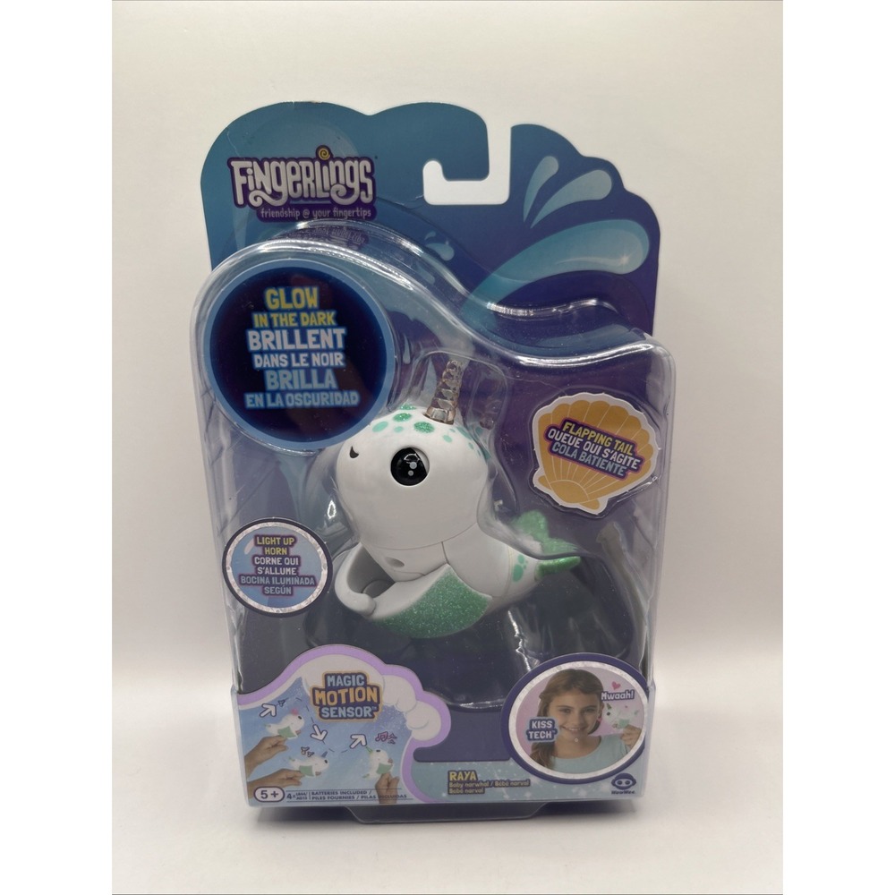 Fingerlings - Baby Narwhale - RAYA - Interactive - New Glow In The Dark